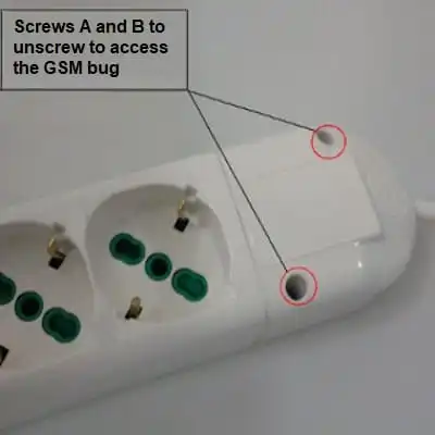 GSM listening audio transmitter hidden in a socket