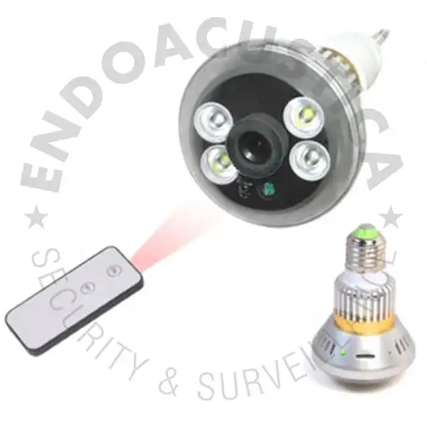 Light bulb DVR with IR camera and remote control